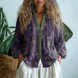 Amber | Camisa Vintage con Estampado de Hojas