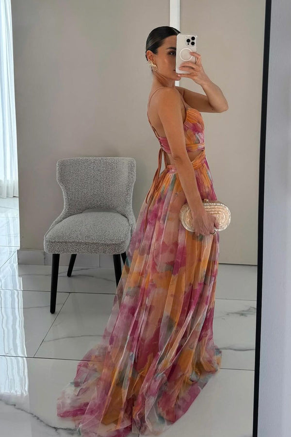 Giselle | Vestido Largo Elegante con Estampado Floral
